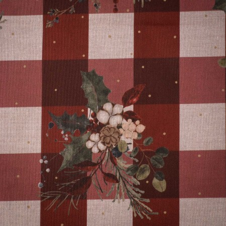 Loneta Navideña Cuadro Granate