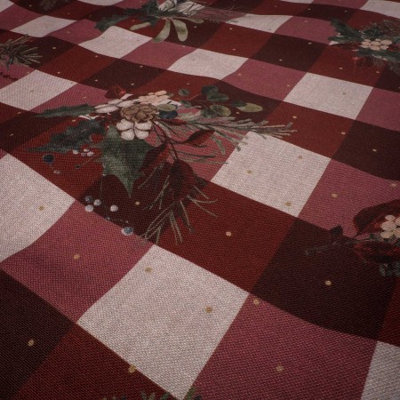 Loneta Navideña Cuadro Granate