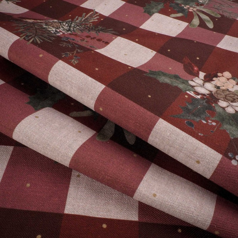 Loneta Navideña Cuadro Granate
