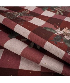 Loneta Navideña Cuadro Granate