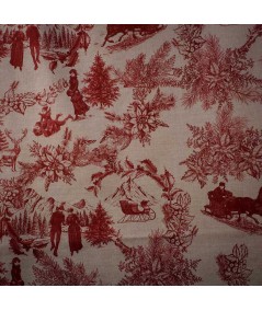 Loneta Navideña Clásica Roja sobre Fondo Beige