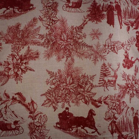 Loneta Navideña Clásica Roja sobre Fondo Beige