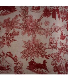 Loneta Navideña Clásica Roja sobre Fondo Beige