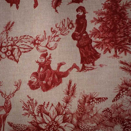 Loneta Navideña Clásica Roja sobre Fondo Beige