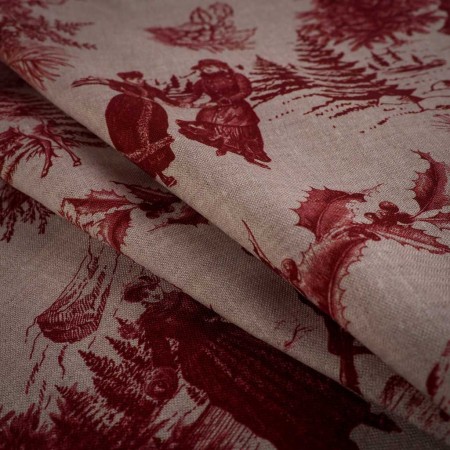 Loneta Navideña Clásica Roja sobre Fondo Beige