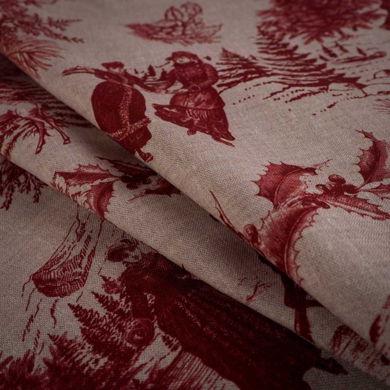 Loneta Navideña Clásica Roja sobre Fondo Beige