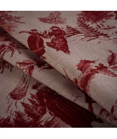 Loneta Navideña Clásica Roja sobre Fondo Beige