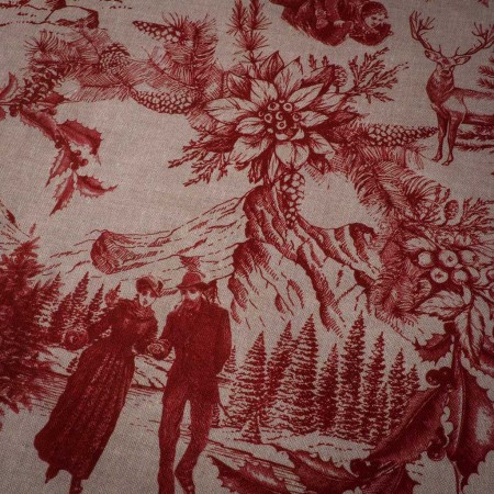 Loneta Navideña Clásica Roja sobre Fondo Beige