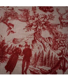 Loneta Navideña Clásica Roja sobre Fondo Beige