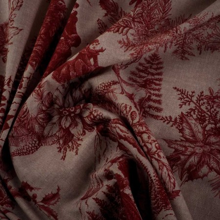 Loneta Navideña Clásica Roja sobre Fondo Beige