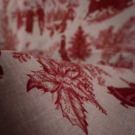 Loneta Navideña Clásica Roja sobre Fondo Beige