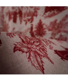 Loneta Navideña Clásica Roja sobre Fondo Beige