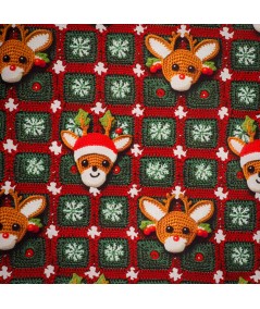Popelín navideño de algodón con renos