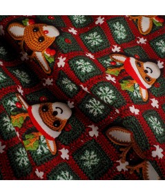 Popelín navideño de algodón con renos