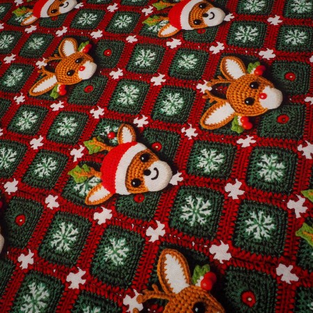 Popelín navideño de algodón con renos