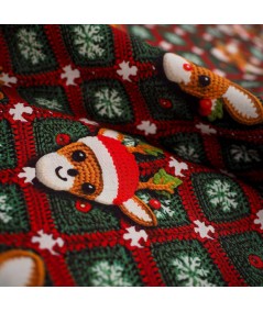 Popelín navideño de algodón con renos