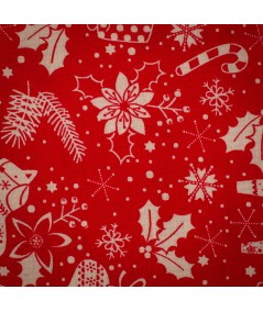 Popelín navideño rojo clásico