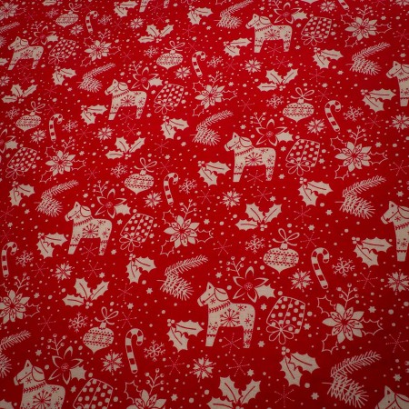 Popelín navideño rojo clásico