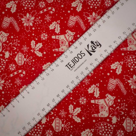 Popelín navideño rojo clásico