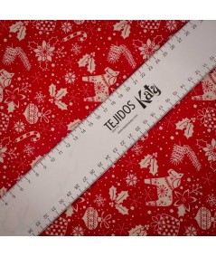 Popelín navideño rojo clásico