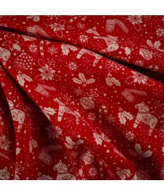 Popelín navideño rojo clásico