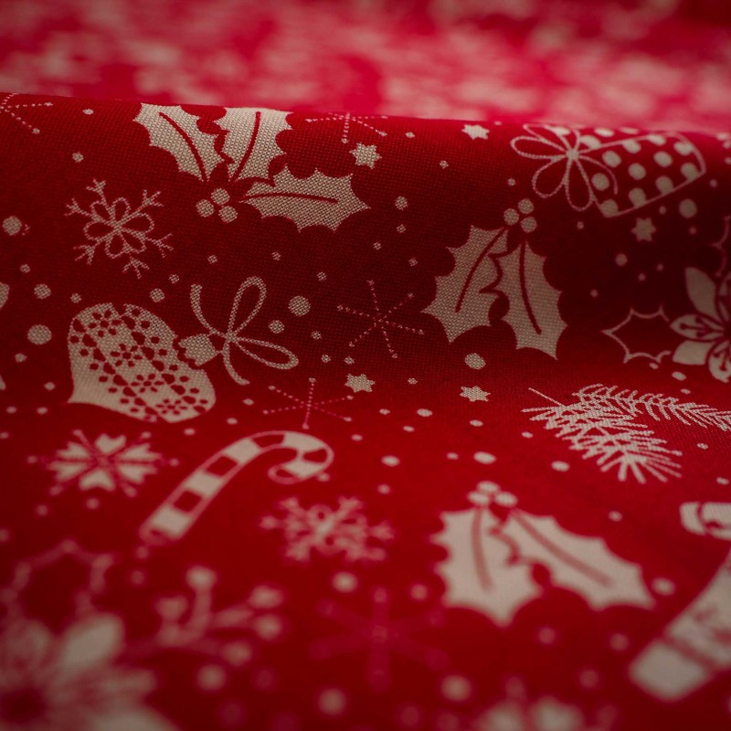 Popelín navideño rojo clásico