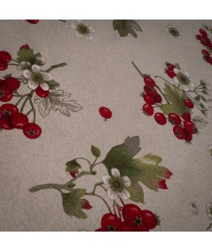 Mantelería Navidad Fondo Blanco con Lurex Plateado y Grosellas