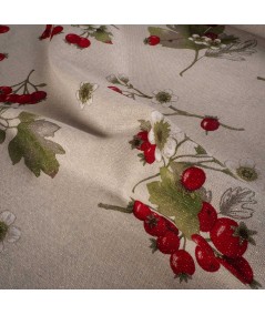 Mantelería Navidad Fondo Blanco con Lurex Plateado y Grosellas