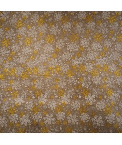 Tejido de Arpillera Navideña con Copos de Nieve Plateados y Dorados