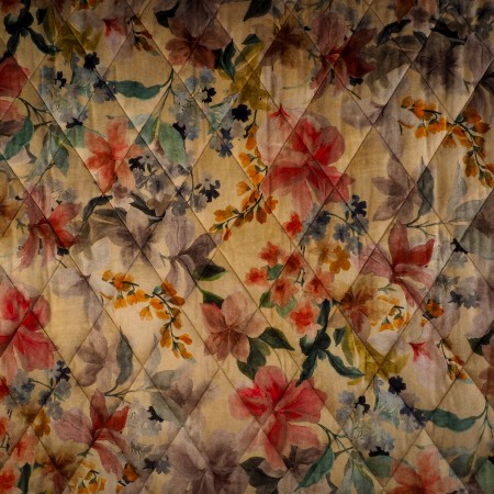 Tejido Acolchado Doble Cara Floral Acuarela