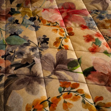 Tejido Acolchado Doble Cara Floral Acuarela