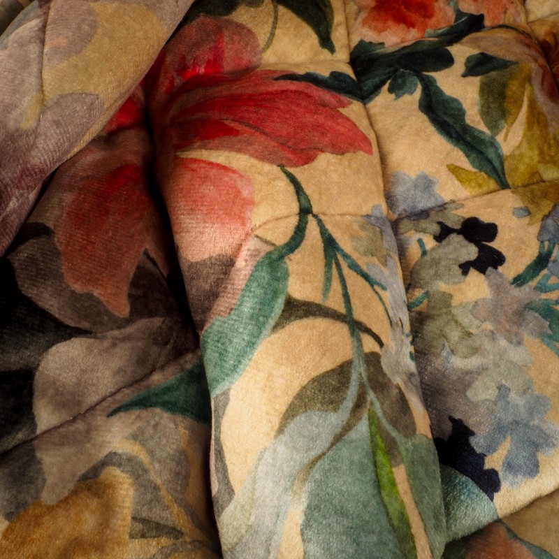 Tejido Acolchado Doble Cara Floral Acuarela