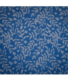 Jacquard Floral Azul Cobalto & Plata Suave