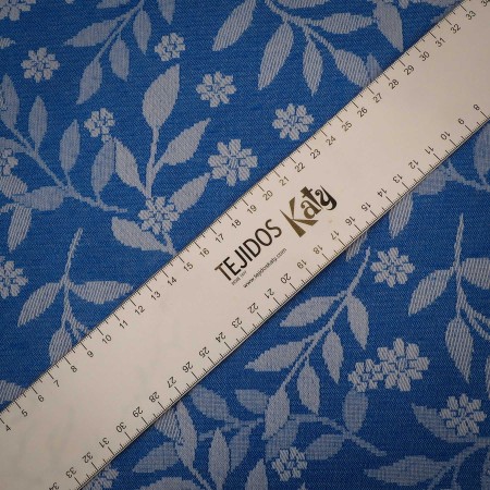 Jacquard Floral Azul Cobalto & Plata Suave