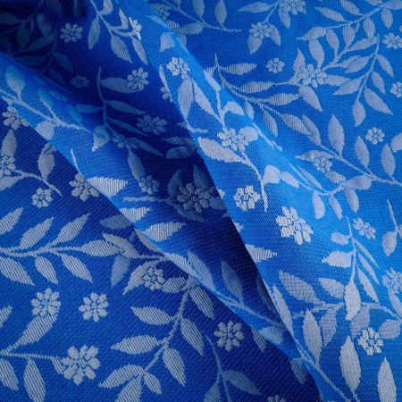 Jacquard Floral Azul Cobalto & Plata Suave