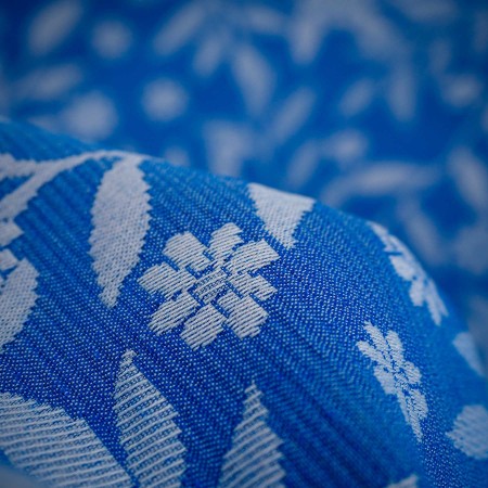 Jacquard Floral Azul Cobalto & Plata Suave