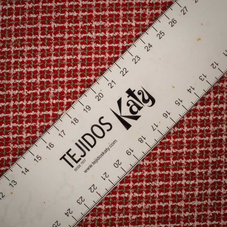 Tela Tweed Rojo Elegante con Blanco