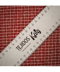 Tela Tweed Rojo Elegante con Blanco