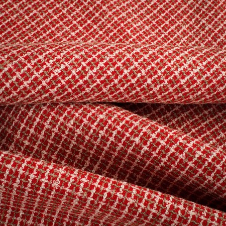 Tela Tweed Rojo Elegante con Blanco