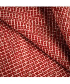 Tela Tweed Rojo Elegante con Blanco