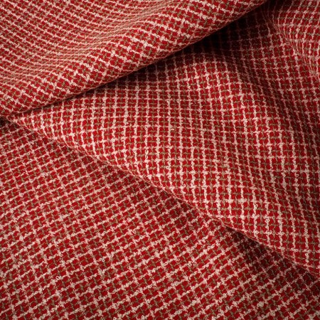 Tela Tweed Rojo Elegante con Blanco
