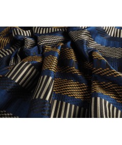 Brocado fantasía listado azul oro plata