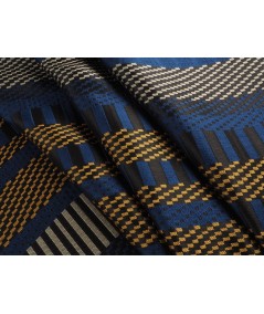 Brocado fantasía listado azul oro plata