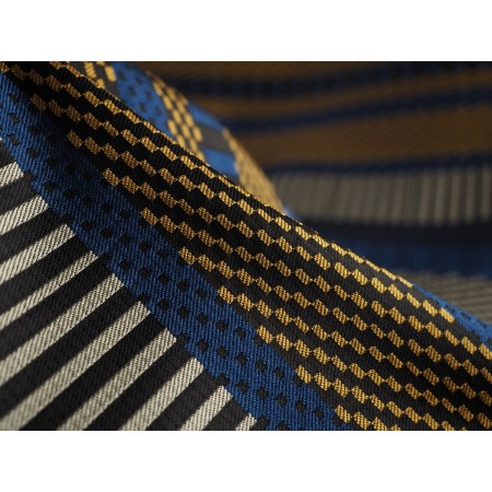 Brocado fantasía listado azul oro plata