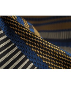 Brocado fantasía listado azul oro plata