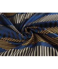 Brocado fantasía listado azul oro plata