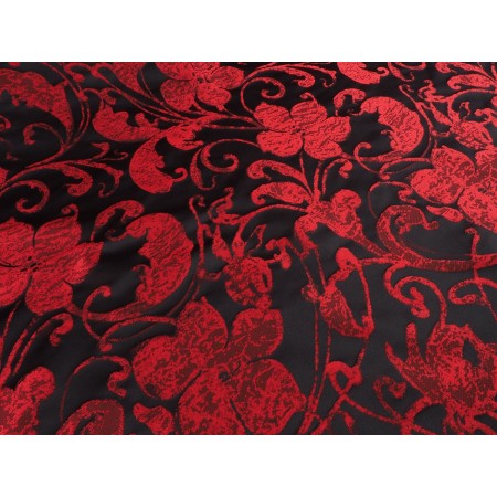 Jacquard arabesco floral rojo negro