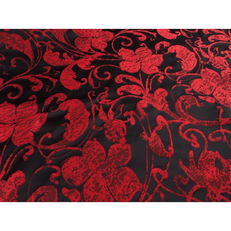 Jacquard arabesco floral rojo negro