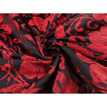 Jacquard arabesco floral rojo negro